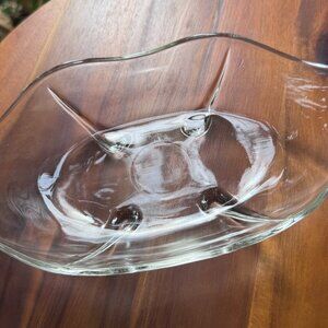 Vintage Anchor Hocking "Swedish Modern" Glass Oval Relish Serving Bowl Dish